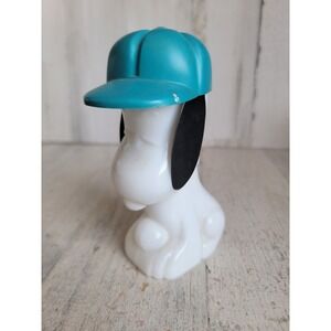 Avon snoopy aftershave glass empty milk bottle hat vintage unique home decor
